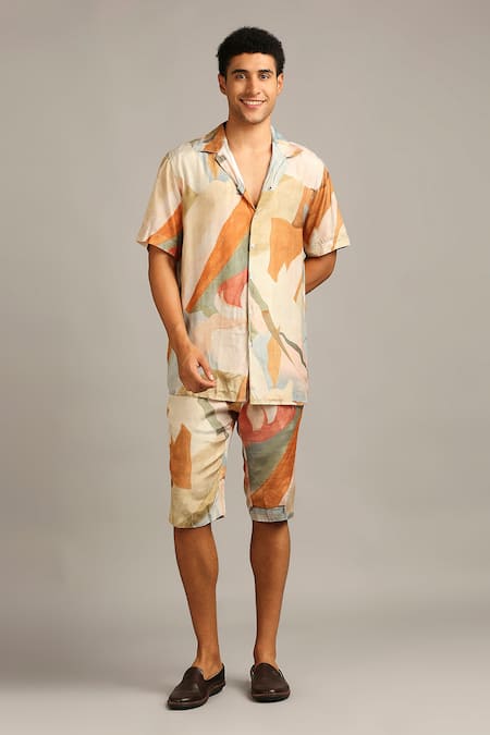 Shop Soup By Sougat Paul Multi Color Silk Floral Print Shorts Set at Aza Fashions Shop_Soup By Sougat Paul_Multi Color Silk Floral Print Shorts Set _at_Aza_Fashions