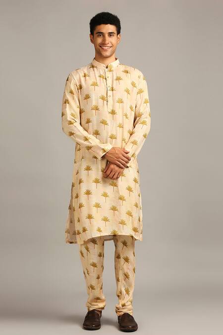 Buy Soup By Sougat Paul Beige Silk Nature Print Bundi And Kurta Set Online at Aza Fashions Buy_Soup By Sougat Paul_Beige Silk Nature Print Bundi And Kurta Set _Online_at_Aza_Fashions
