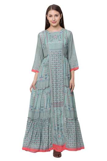 Buy Soup By Sougat Paul Blue Cotton Round Printed Maxi Dress Online at Aza Fashions Buy_Soup By Sougat Paul_Blue Cotton Round Printed Maxi Dress _Online_at_Aza_Fashions