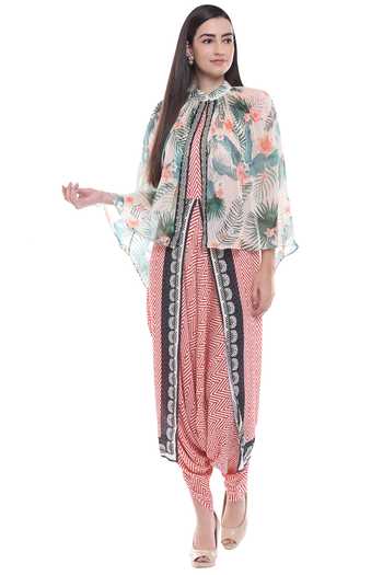 Soup By Sougat Paul Printed Jumpsuit with Cape 