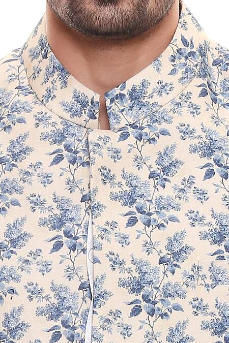 Soup By Sougat Paul Beige Cotton, Muslin Slub Printed Sherwani Set at Aza Fashions Soup By Sougat Paul_Beige Cotton, Muslin Slub Printed Sherwani Set _at_Aza_Fashions