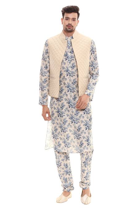 Buy Soup By Sougat Paul Beige Cotton, Muslin Slub Quilted Bundi And Kurta Set Online at Aza Fashions Buy_Soup By Sougat Paul_Beige Cotton, Muslin Slub Quilted Bundi And Kurta Set _Online_at_Aza_Fashions