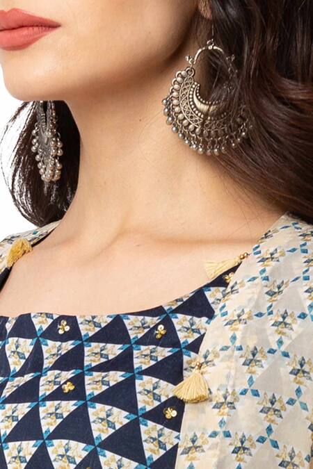 Soup By Sougat Paul_Blue Organza, Satin Printed Jumpsuit With Jacket _at_Aza_Fashions