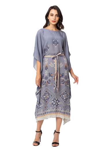 Soup By Sougat Paul Blue Muslin Slub Printed Dress Online at Aza Fashions Soup By Sougat Paul_Blue Muslin Slub Printed Dress _Online_at_Aza_Fashions