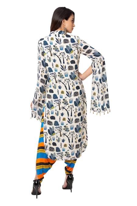 Shop Soup By Sougat Paul White Crepe Printed Kurta And Dhoti Pant Set at Aza Fashions Shop_Soup By Sougat Paul_White Crepe Printed Kurta And Dhoti Pant Set _at_Aza_Fashions