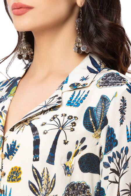 Soup By Sougat Paul White Crepe Printed Kurta And Dhoti Pant Set at Aza Fashions Soup By Sougat Paul_White Crepe Printed Kurta And Dhoti Pant Set _at_Aza_Fashions