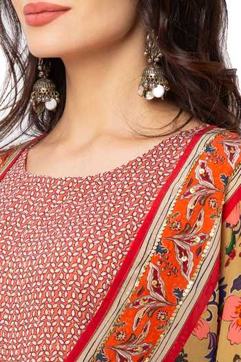 Soup By Sougat Paul_Red Flat Chiffon Printed Jumpsuit With Jacket _at_Aza_Fashions