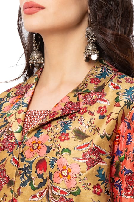 Soup By Sougat Paul_Red Malaysian Silk Printed Jumpsuit With Jacket _at_Aza_Fashions