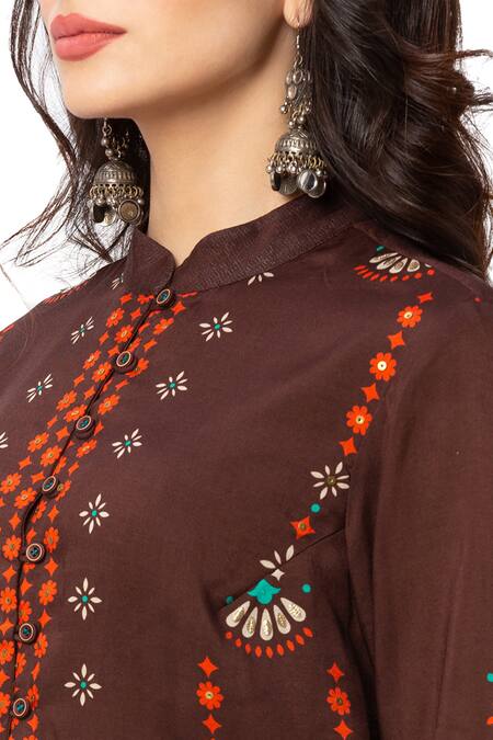 Soup By Sougat Paul_Orange Cotton Silk Printed Kurta And Palazzo Set _at_Aza_Fashions