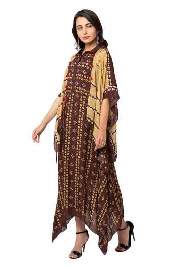 Buy Soup By Sougat Paul Brown Cotton Silk Printed Dress With Jacket Online at Aza Fashions Buy_Soup By Sougat Paul_Brown Cotton Silk Printed Dress With Jacket _Online_at_Aza_Fashions