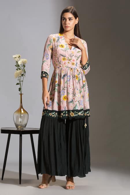 Soup By Sougat Paul Printed Angrakha & Gharara Set 