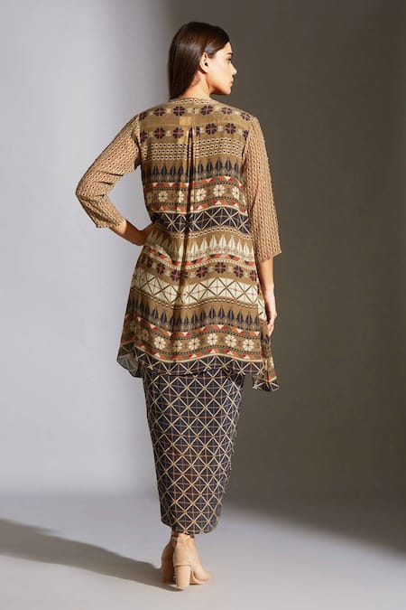 Soup By Sougat Paul Printed Dress with Jacket 