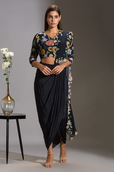 Soup by Sougat Paul Pre-Draped Saree with Printed Blouse 