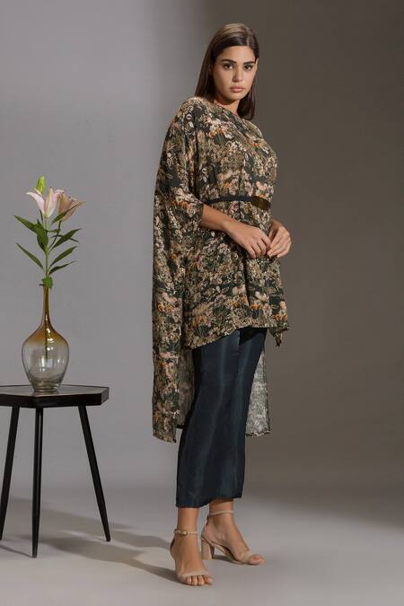Soup By Sougat Paul_Green Crepe Round Sequin Embroidered Kurta And Pant Set _Online_at_Aza_Fashions