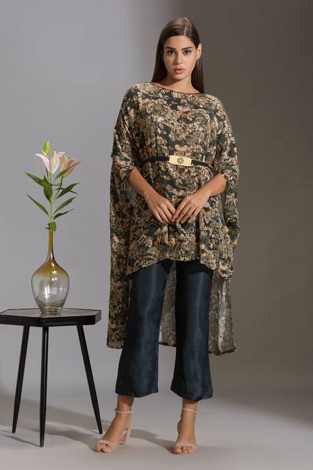 Shop_Soup By Sougat Paul_Green Crepe Round Sequin Embroidered Kurta And Pant Set _Online_at_Aza_Fashions