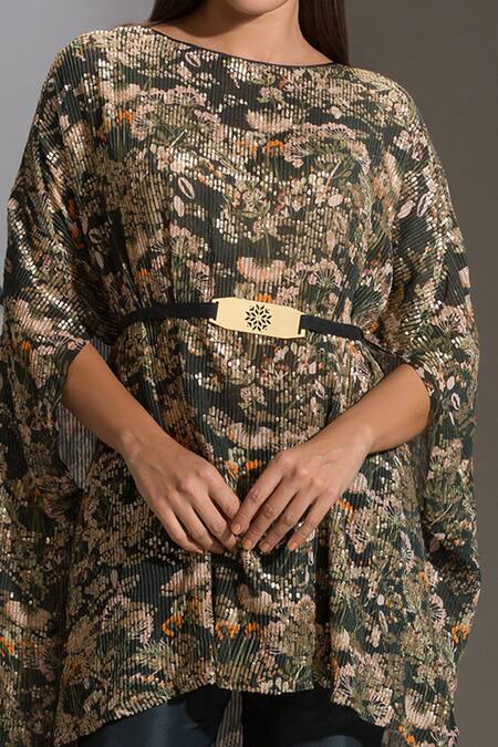 Soup By Sougat Paul_Green Crepe Round Sequin Embroidered Kurta And Pant Set _at_Aza_Fashions