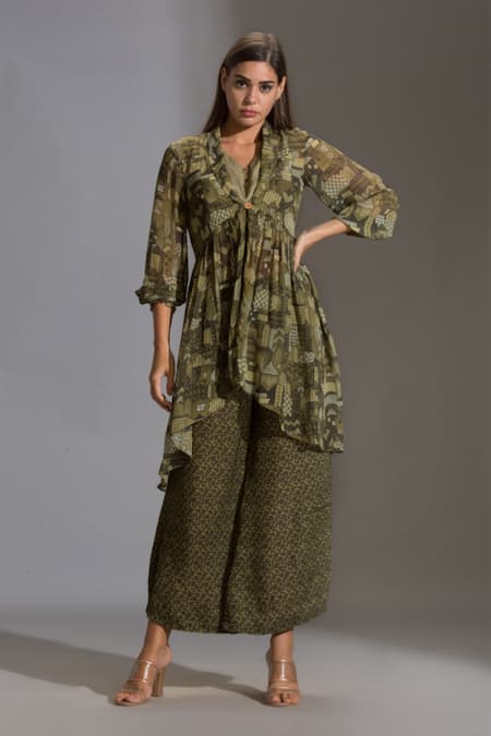 Soup By Sougat Paul Printed Jacket & Palazzo Set 