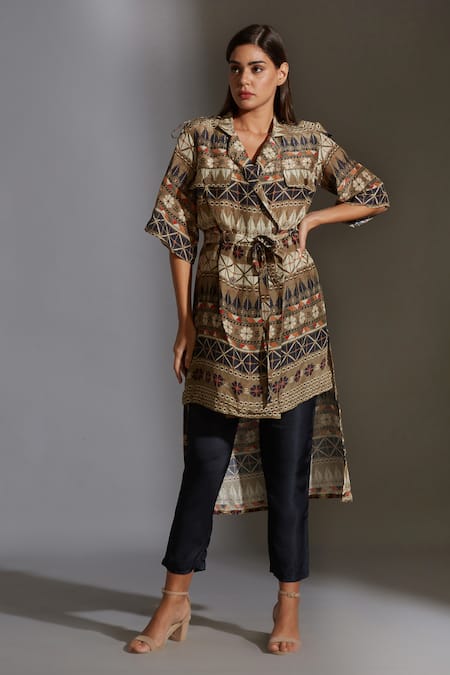 Soup By Sougat Paul Printed Linen Tunic & Pant Set 