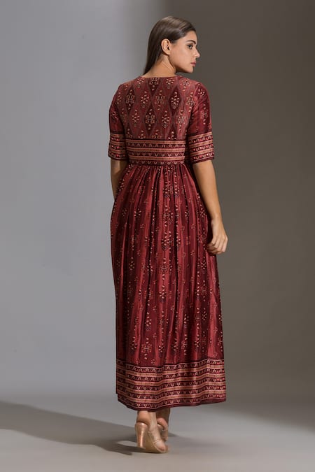 Soup By Sougat Paul Silk Printed Dress with Jacket 