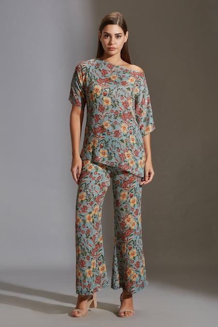 Soup by Sougat Paul Sequin Embroidered Top & Pant Set 