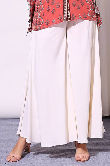 Buy_Soup By Sougat Paul_Red Crepe, Rayon V Neck Printed Kaftan And Pant Set _Online_at_Aza_Fashions