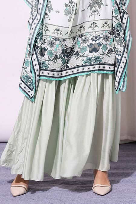 Shop_Soup By Sougat Paul_Green Cotton Silk Round Printed Kaftan And Pant Set _Online_at_Aza_Fashions