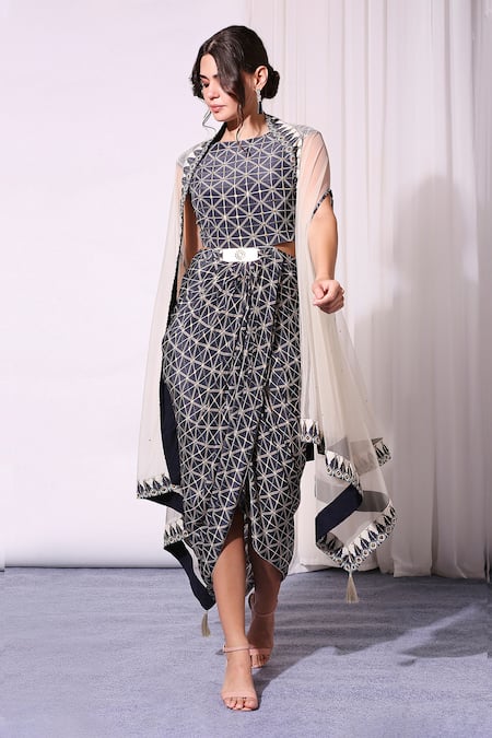 Soup By Sougat Paul Draped Dress with Jacket 