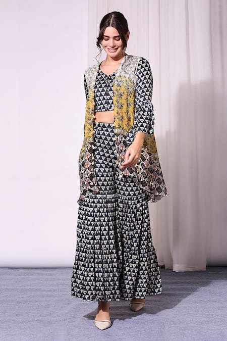 Soup by Sougat Paul Organza Jacket & Sharara Set 