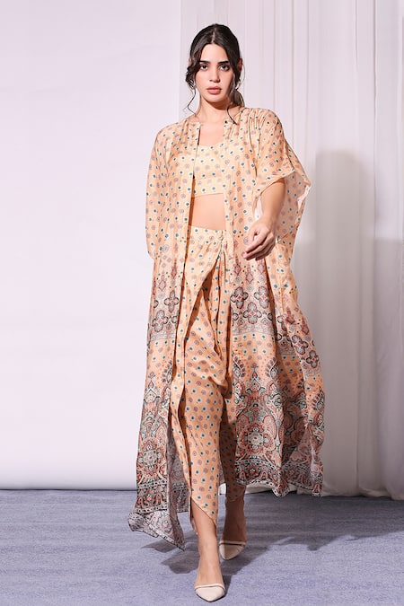 Soup by Sougat Paul Printed Cape & Draped Pant Set 