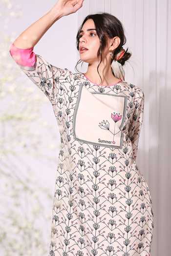 Buy Soup By Sougat Paul Pink Tussar Round Floral Print Dress Online at Aza Fashions Buy_Soup By Sougat Paul_Pink Tussar Round Floral Print Dress _Online_at_Aza_Fashions