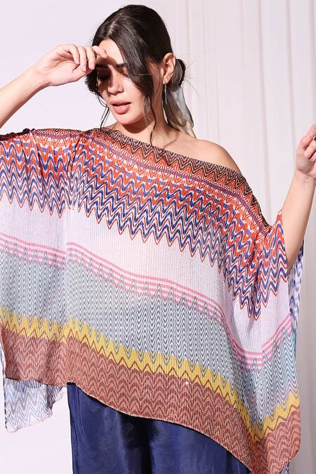 Buy Soup By Sougat Paul Multi Color Twill, Sequence Boat Printed Kaftan Tunic And Pant Set Online at Aza Fashions Buy_Soup By Sougat Paul_Multi Color Twill, Sequence Boat Printed Kaftan Tunic And Pant Set _Online_at_Aza_Fashions