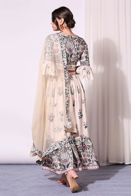 Soup By Sougat Paul Chanderi Floral Print Lehenga Set 