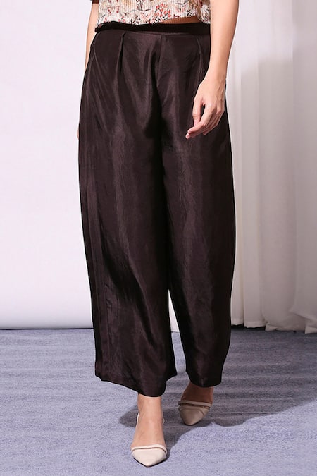 Shop_Soup By Sougat Paul_Beige Twill, Sequence Round Printed Top And Pant Set _Online_at_Aza_Fashions