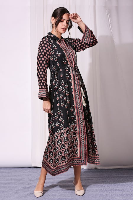 Soup By Sougat Paul Satin Printed Shirt Dress 