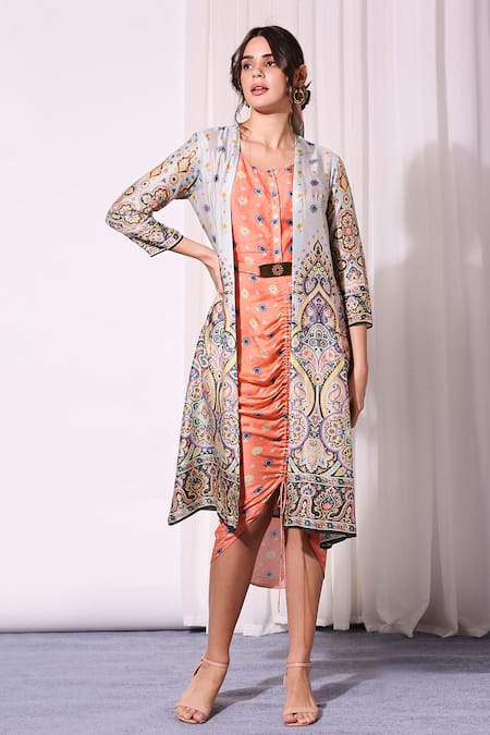 Soup By Sougat Paul Printed Dress with Jacket 