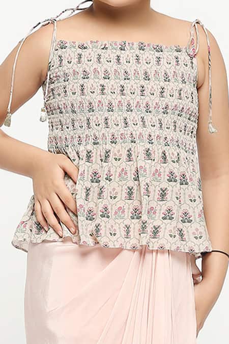 Shop_Soup By Sougat Paul_Pink Crepe Embroidery Draped Skirt Set _Online_at_Aza_Fashions