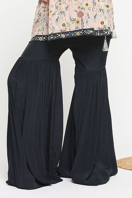 Buy_Soup by Sougat Paul_Pink Crepe Embroidery Printed Top And Sharara Set _Online_at_Aza_Fashions