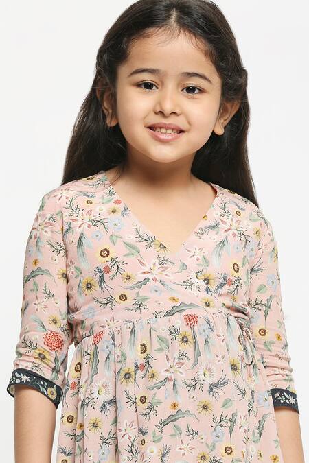 Shop_Soup by Sougat Paul_Pink Crepe Embroidery Printed Top And Sharara Set _Online_at_Aza_Fashions