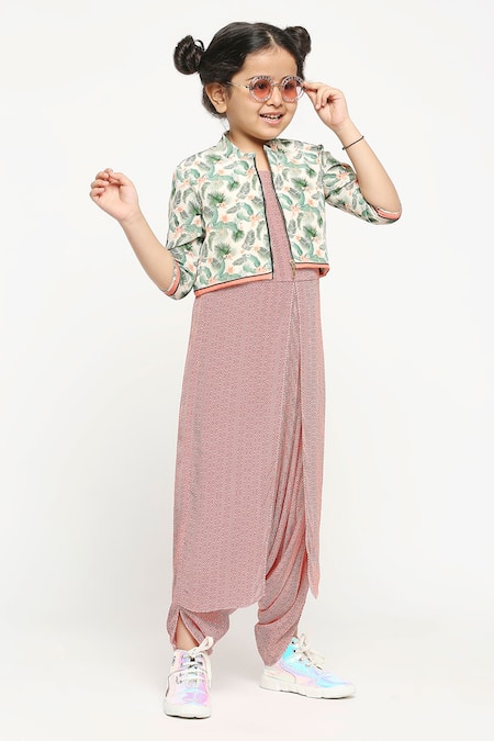 Buy_Soup By Sougat Paul_Red Crepe, Cotton Printed Jumpsuit With Jacket _Online_at_Aza_Fashions