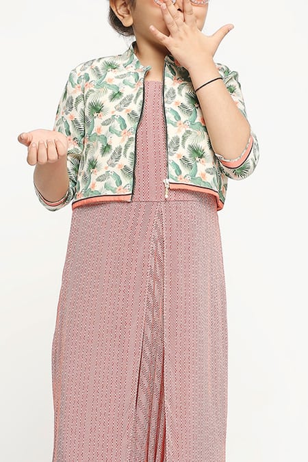 Shop_Soup By Sougat Paul_Red Crepe, Cotton Printed Jumpsuit With Jacket _Online_at_Aza_Fashions