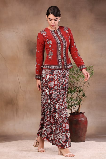 Soup by Sougat Paul Printed Jacket & Skirt Set 