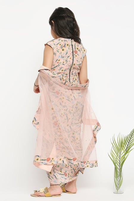 Shop Soup By Sougat Paul Pink Net, Crepe Draped Dress With Cape at Aza Fashions Shop_Soup By Sougat Paul_Pink Net, Crepe Draped Dress With Cape _at_Aza_Fashions