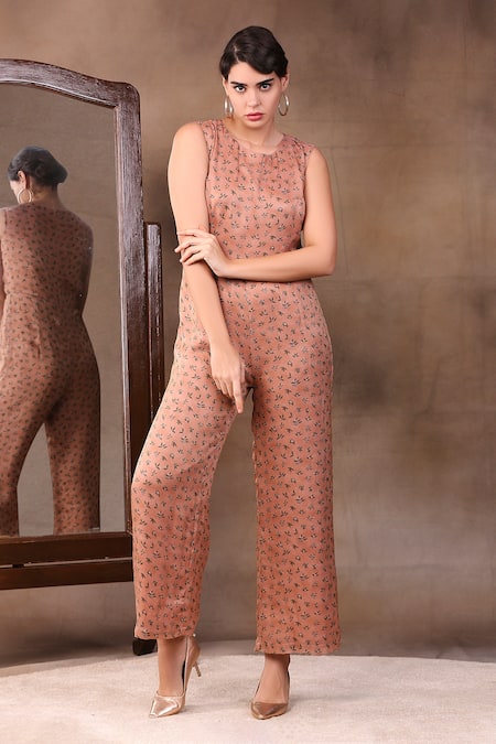 Buy Mustard Yellow Jumpsuit In Crepe With Embellished Attached Half Jacket  KALKI Fashion India