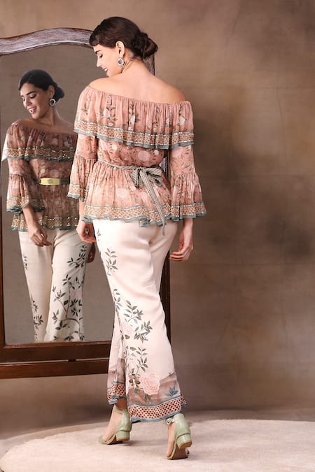 Soup By Sougat Paul Printed Top With Flared Pants 