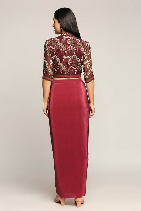 Soup By Sougat Paul Draped Skirt With Printed Jacket 