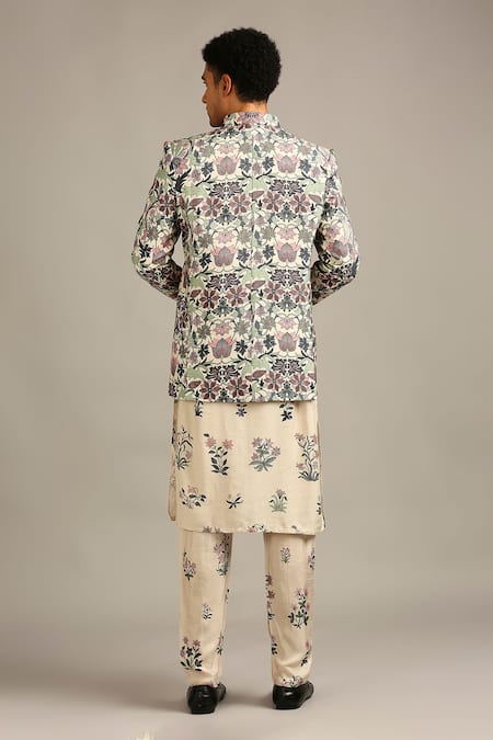 Soup By Sougat Paul Silk Floral Print Bandhgala Set