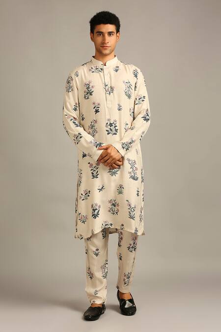 Buy Soup By Sougat Paul Beige Silk Floral Print Bandhgala Set Online at Aza Fashions Buy_Soup By Sougat Paul_Beige Silk Floral Print Bandhgala Set _Online_at_Aza_Fashions