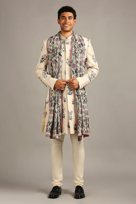 Soup By Sougat Paul Floral Print Sherwani Set 