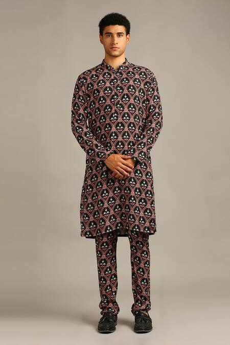 Buy Soup By Sougat Paul Black Muslin Slub Floral Print Kurta Set Online at Aza Fashions Buy_Soup By Sougat Paul_Black Muslin Slub Floral Print Kurta Set _Online_at_Aza_Fashions