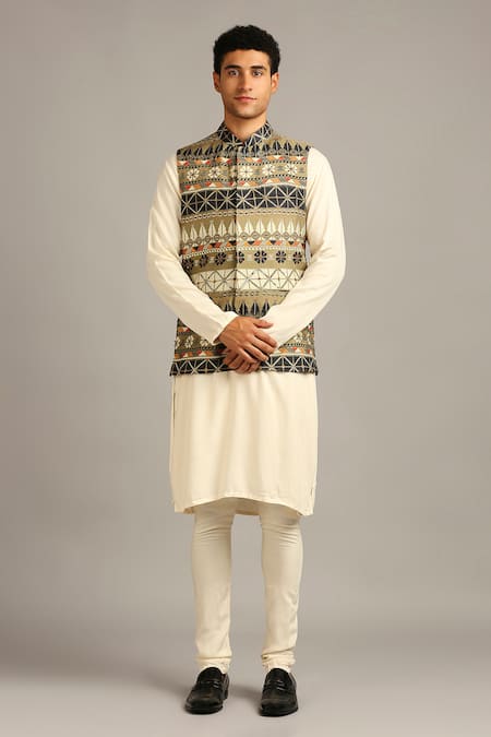 Soup By Sougat Paul Silk Printed Bundi & Jacket Set